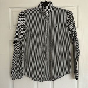Ralph Lauren Sport Black White Striped Button Down Long Sleeve